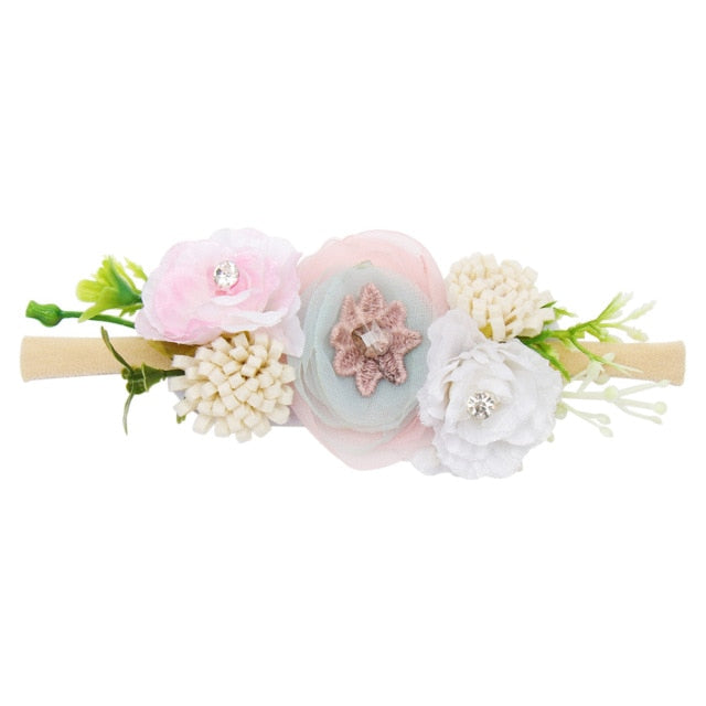 Newborn Pearl Lace Artificial Flower Headbands