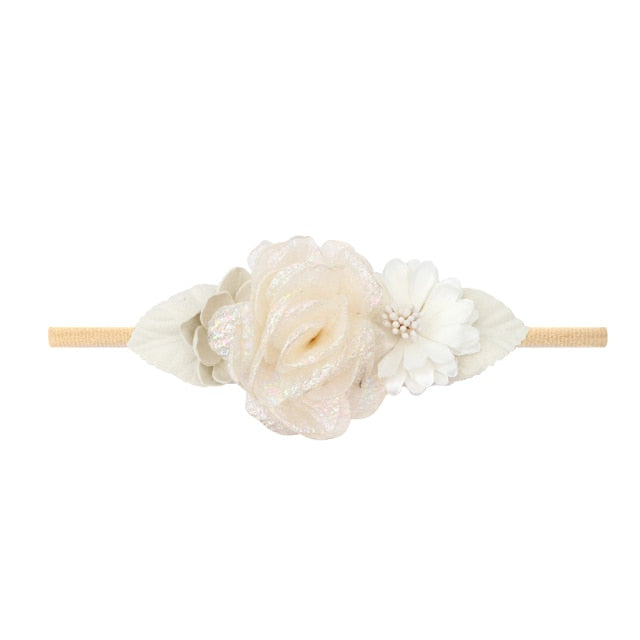 Newborn Pearl Lace Artificial Flower Headbands