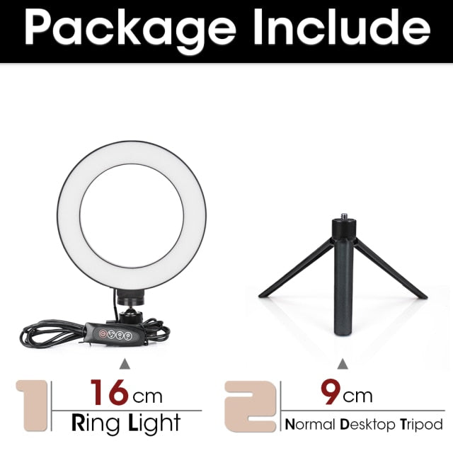 LED Ring Light Photography Lighting Selfie Lamp USB Dimmable
