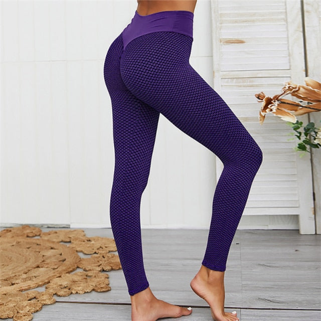 Grid Tights Yoga Pants Women Seamless High Waist Leggings