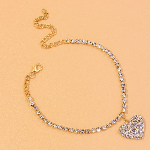 Stonefans Fashion Heart Rhinestone Anklets Bracelet