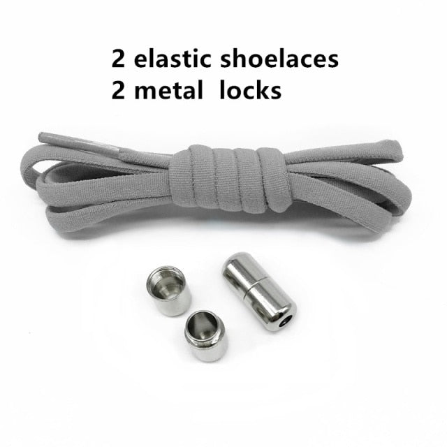 Metal Lock Shoelaces Round Elastic Shoe Laces