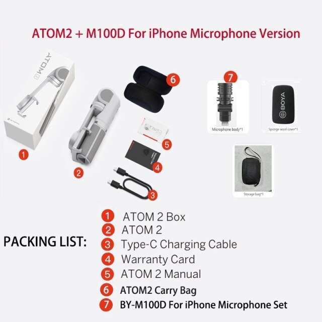 ATOM2 3-Axis Smartphone Stabilizer Vlog