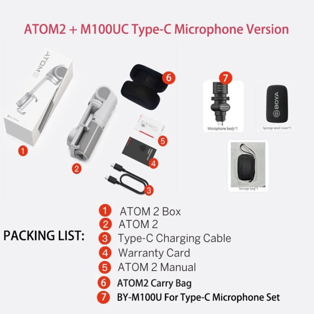 ATOM2 3-Axis Smartphone Stabilizer Vlog