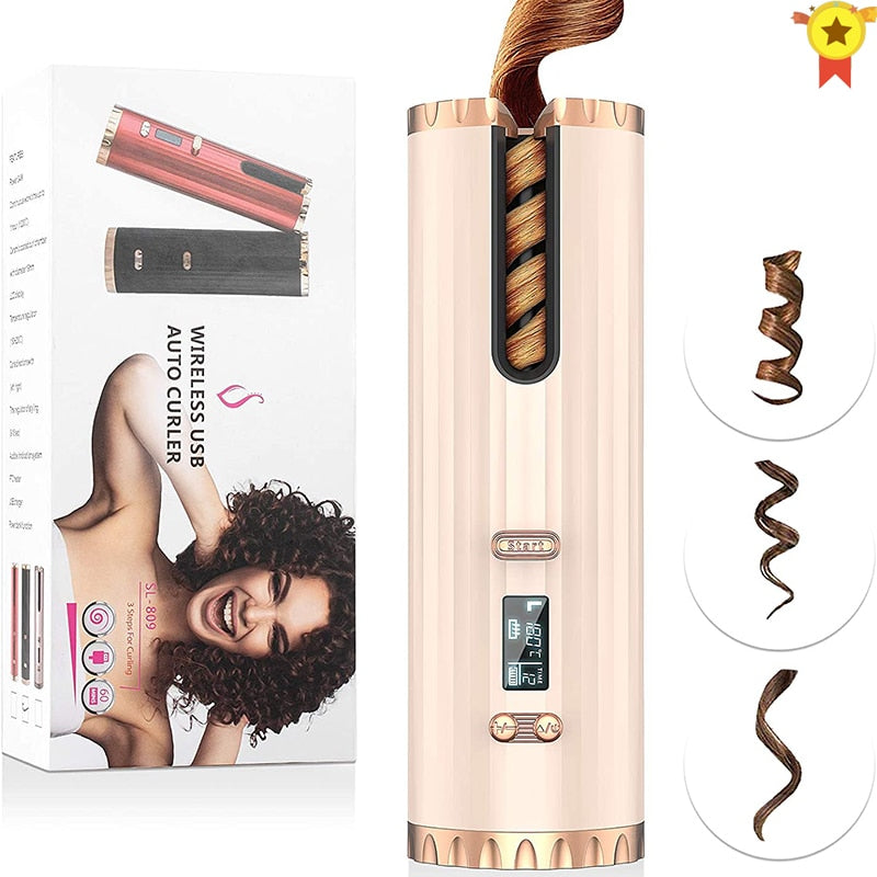 Cordless Automatic Hair Curler USB Rechargeable Curling Iron