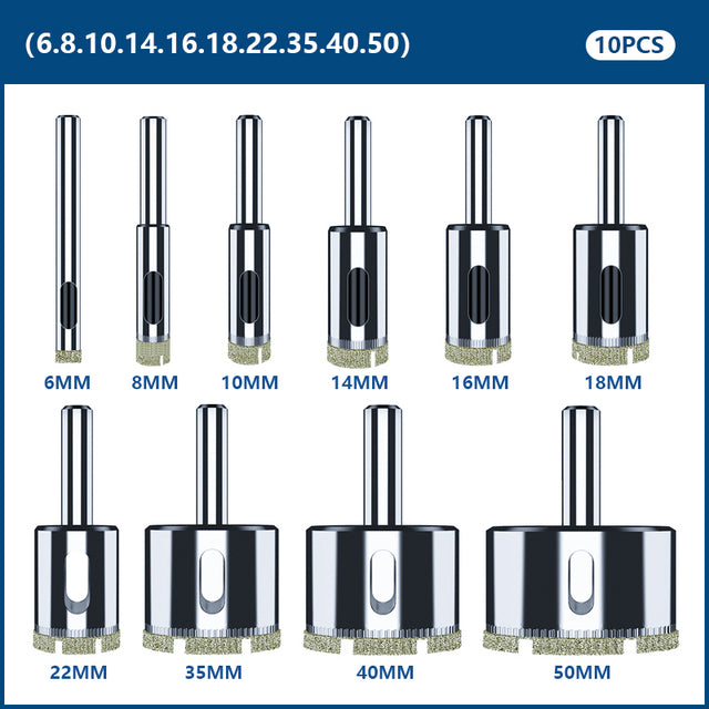 Diamond Coated Drill Bit Set Tile Marble Glass