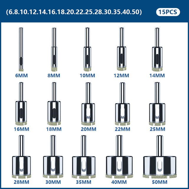 Diamond Coated Drill Bit Set Tile Marble Glass