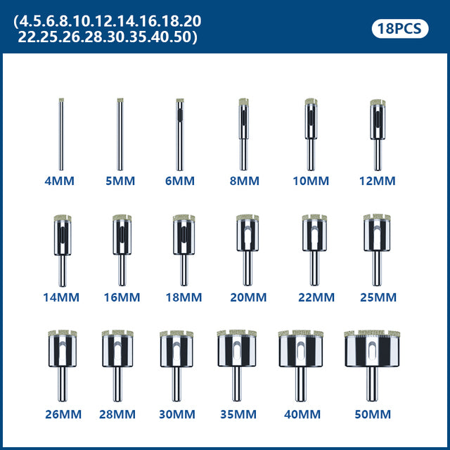 Diamond Coated Drill Bit Set Tile Marble Glass