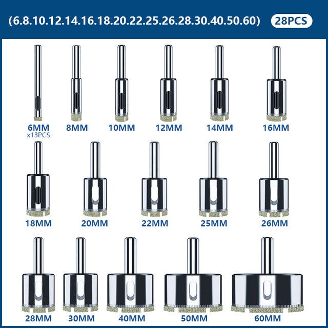 Diamond Coated Drill Bit Set Tile Marble Glass