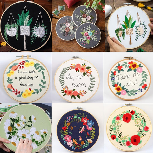 DIY Flowers Plants Pattern Embroidery Set