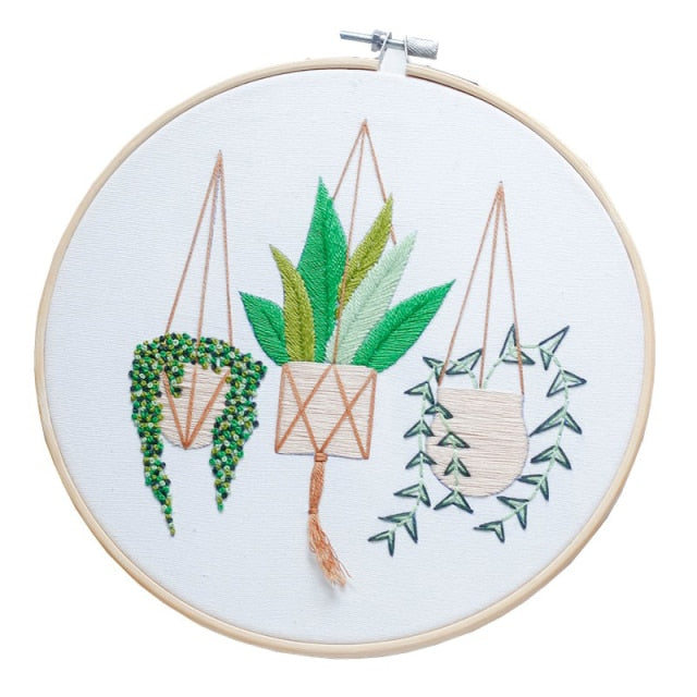 DIY Flowers Plants Pattern Embroidery Set