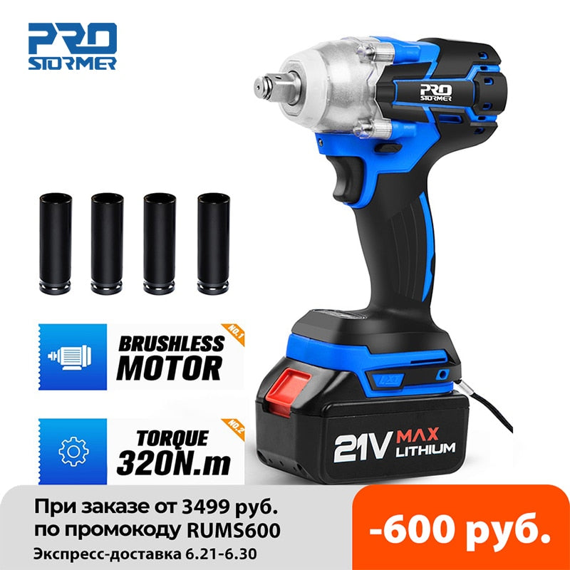 Electric Impact Wrench 21V Brushless Wrench Socket Hand Drill