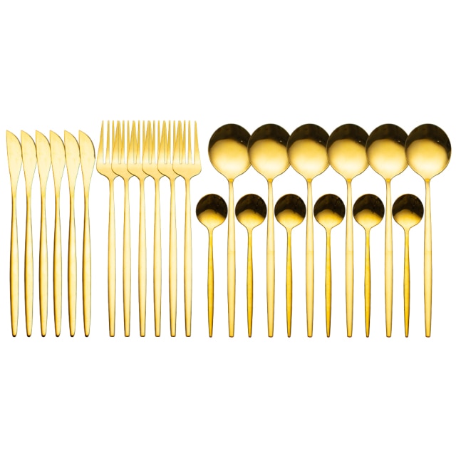 24pcs Upscale Gold Dinnerware Set