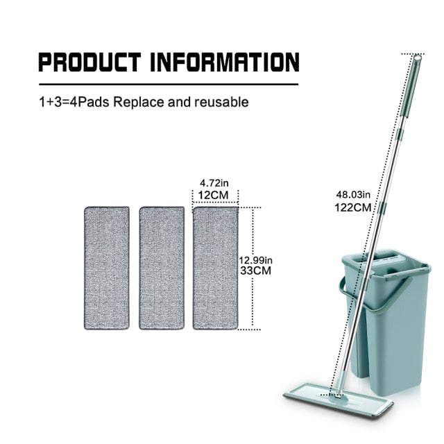 Squeeze Mop With Bucket 360 Rotating Hand Free Washing