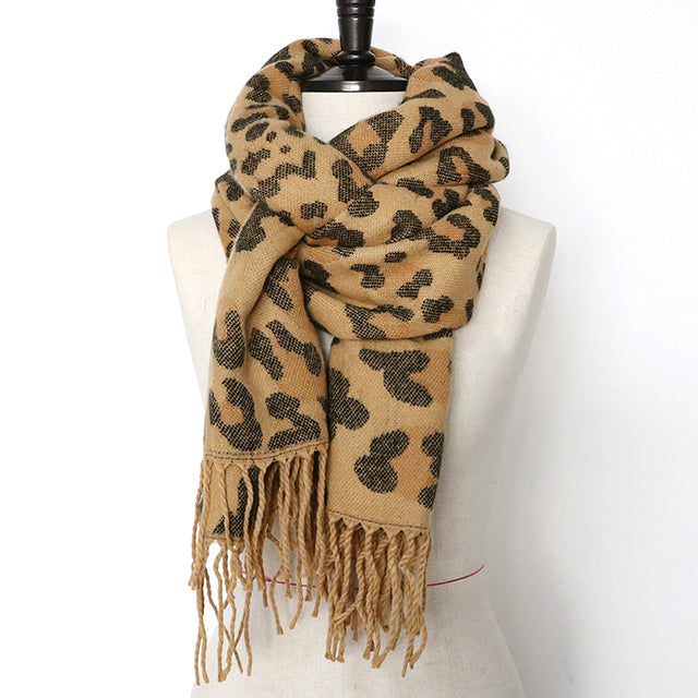 Poncho Leopard Blanket Scarf Tassel