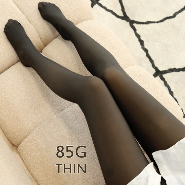 Winter Fake Translucent Leggings Women High Waist