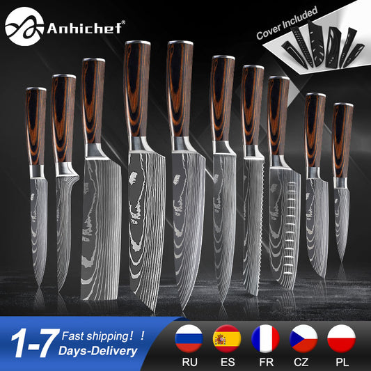 Kitchen Knives Stainless Steel Laser Damascus Knife