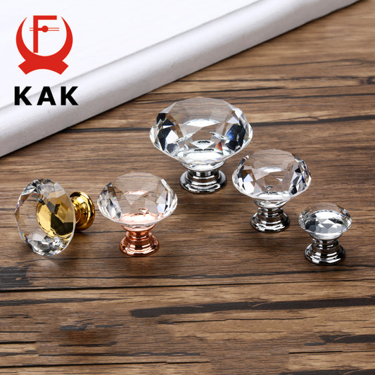 Diamond Shape Design Crystal Glass Knobs