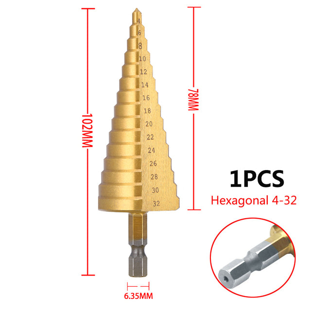 Titanium Coated Step Drill Bit High Speed Steel