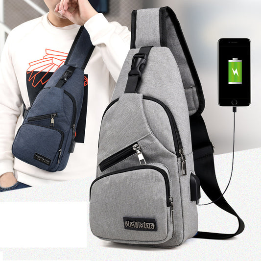Male Shoulder Bags USB Charging Crossbody