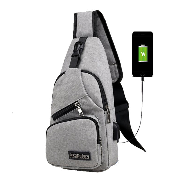 Male Shoulder Bags USB Charging Crossbody
