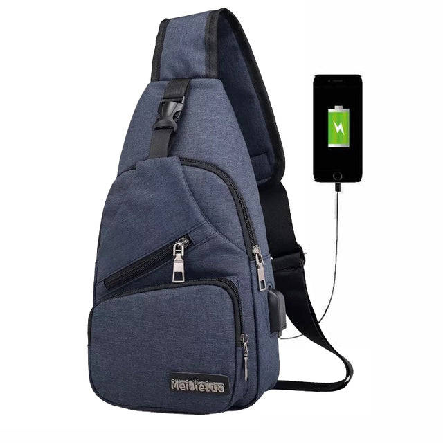 Male Shoulder Bags USB Charging Crossbody