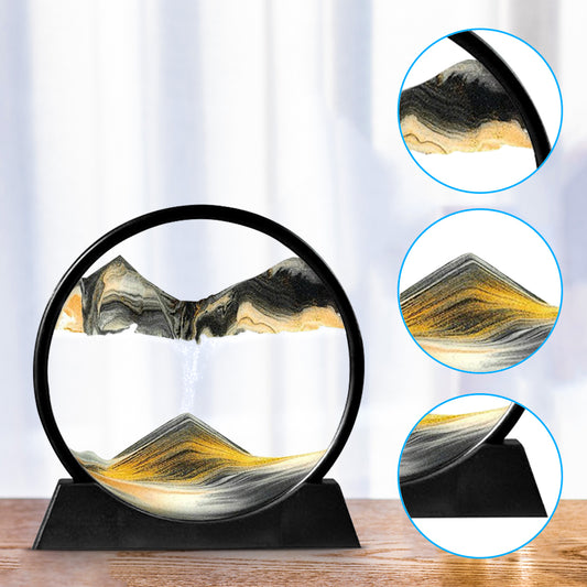 Moving 3D Sand Art Picture Round Glass