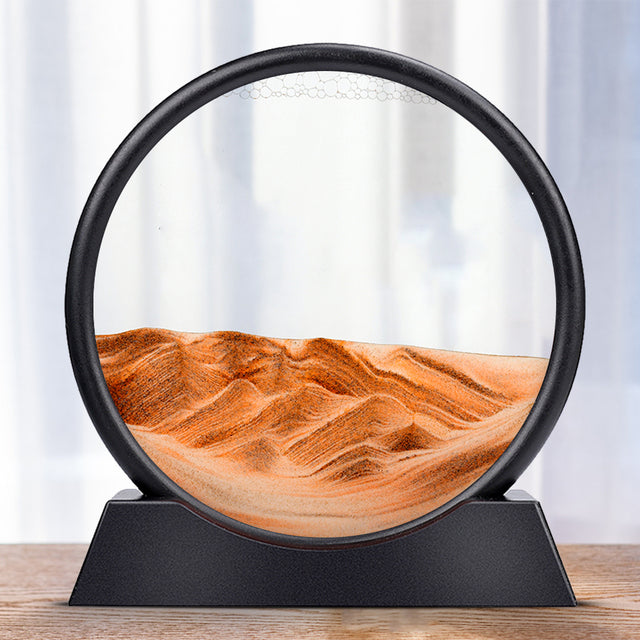 Moving 3D Sand Art Picture Round Glass