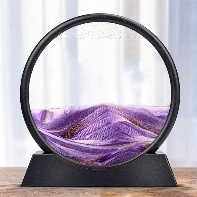 Moving 3D Sand Art Picture Round Glass