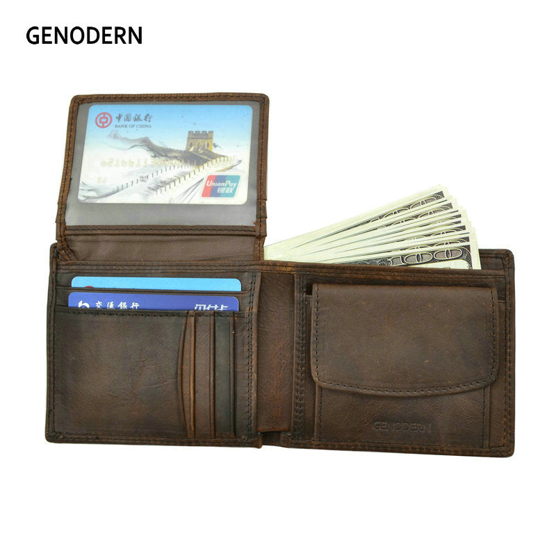 Cow Leather Men Wallets with Coin Pocket