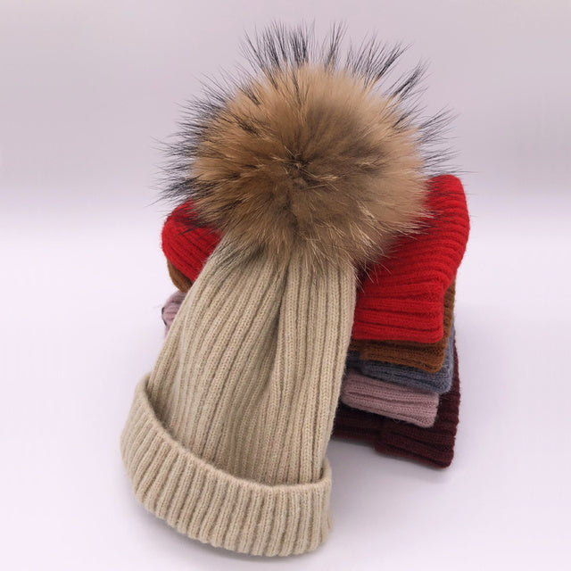 New winter hat pompom beanie