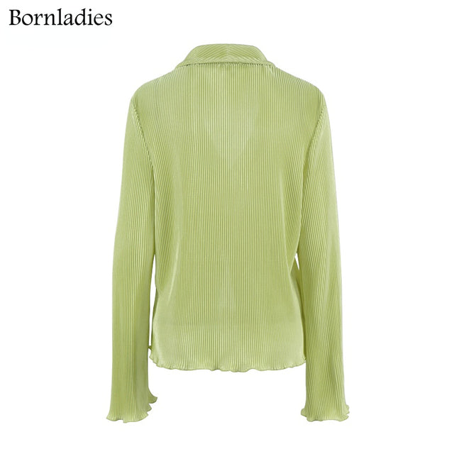 Green Vintage Flare Sleeve Blouse Casual