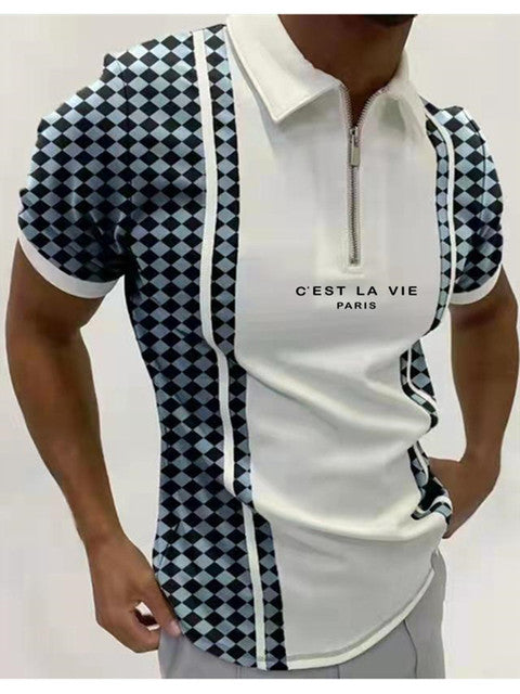 High Quality Men Polo Shirts High Street Print Casual