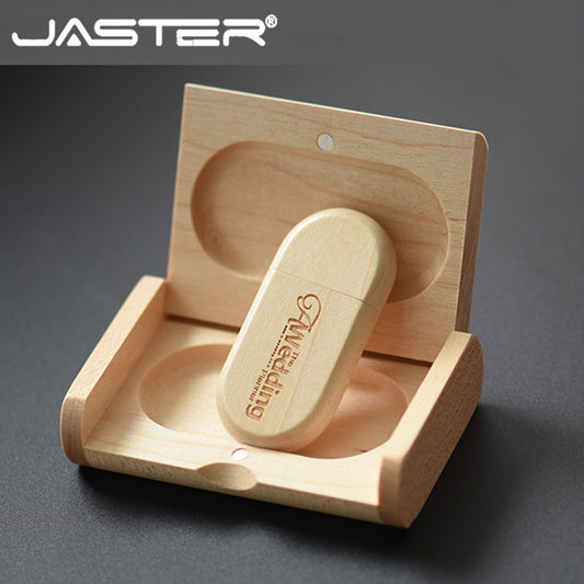 Free Custo Logo Wooden Box USB Flash Drive