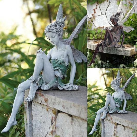 Sitting Fairy Statue Garden Ornament Resin