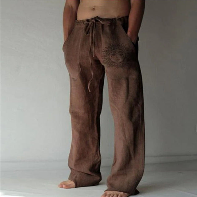Men Linen Cotton Casual Trousers
