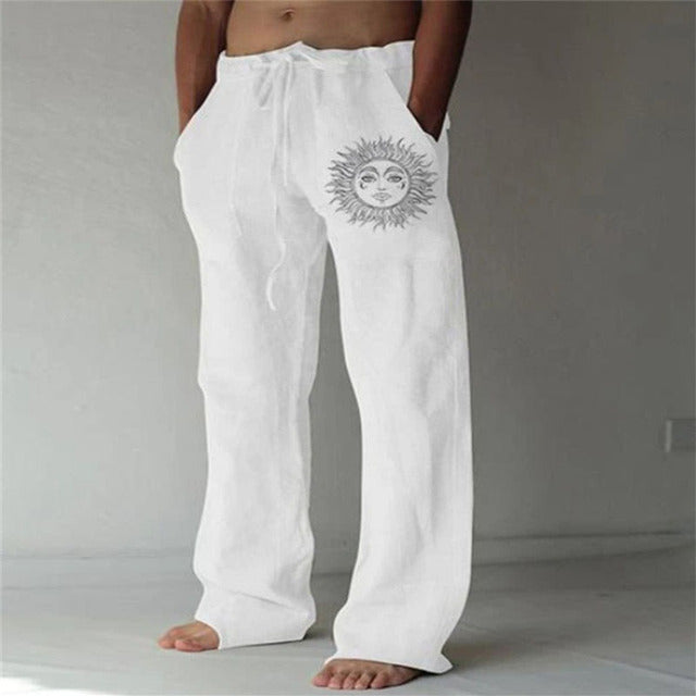 Men Linen Cotton Casual Trousers