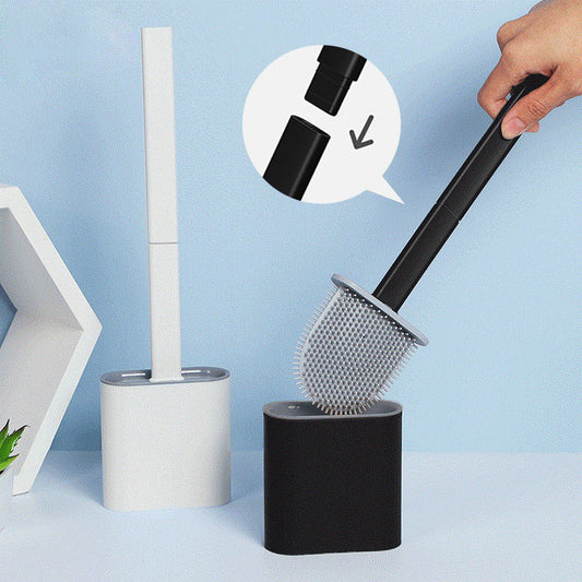 Silicone Head Toilet Brush with Holder Black