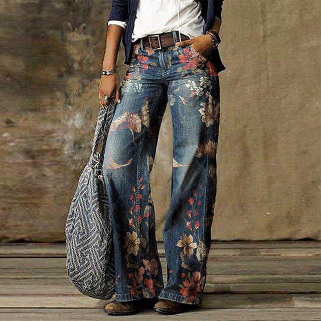 Spring Retro Straight Jeans Trousers Women