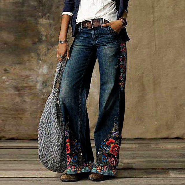 Spring Retro Straight Jeans Trousers Women