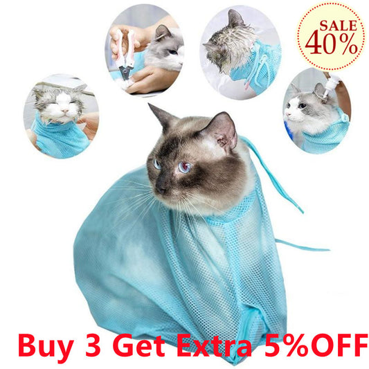 Mesh Cat Grooming Bathing Bag Adjustable