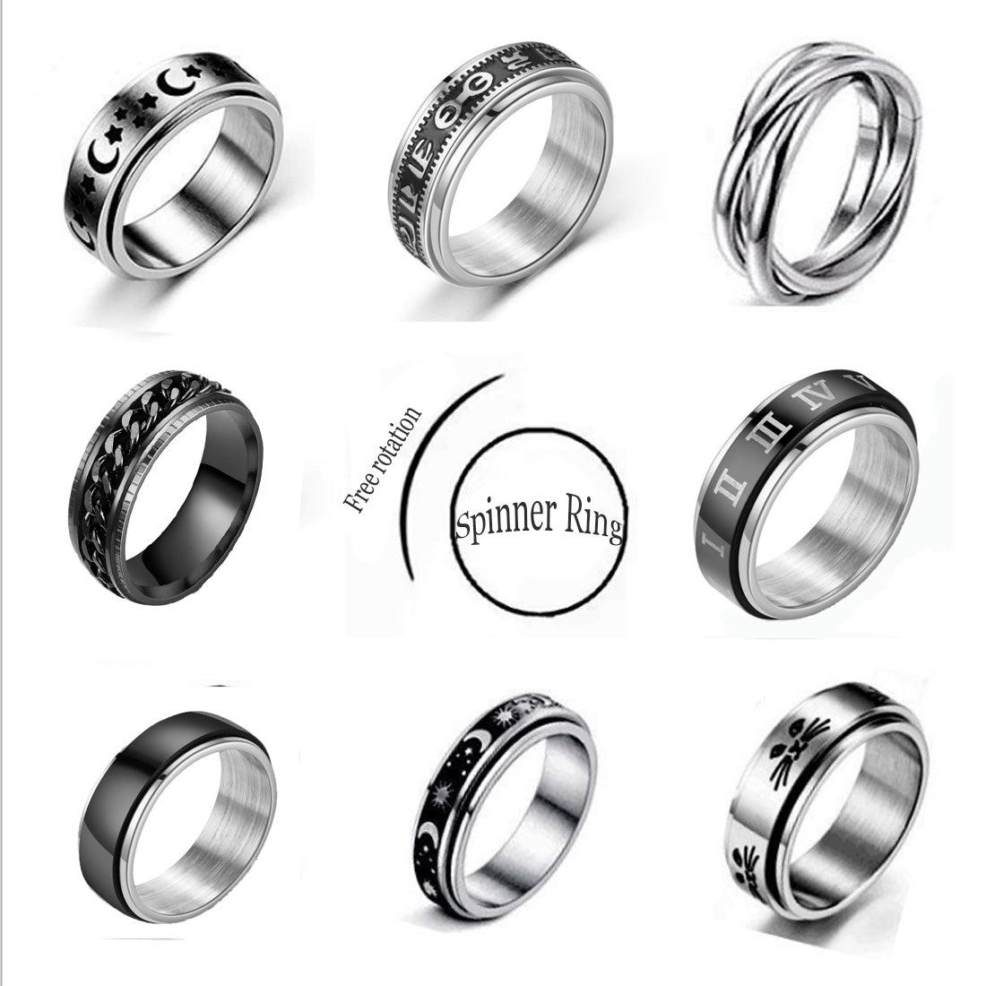 Stainless Steel Spinner Ring for Women Mens