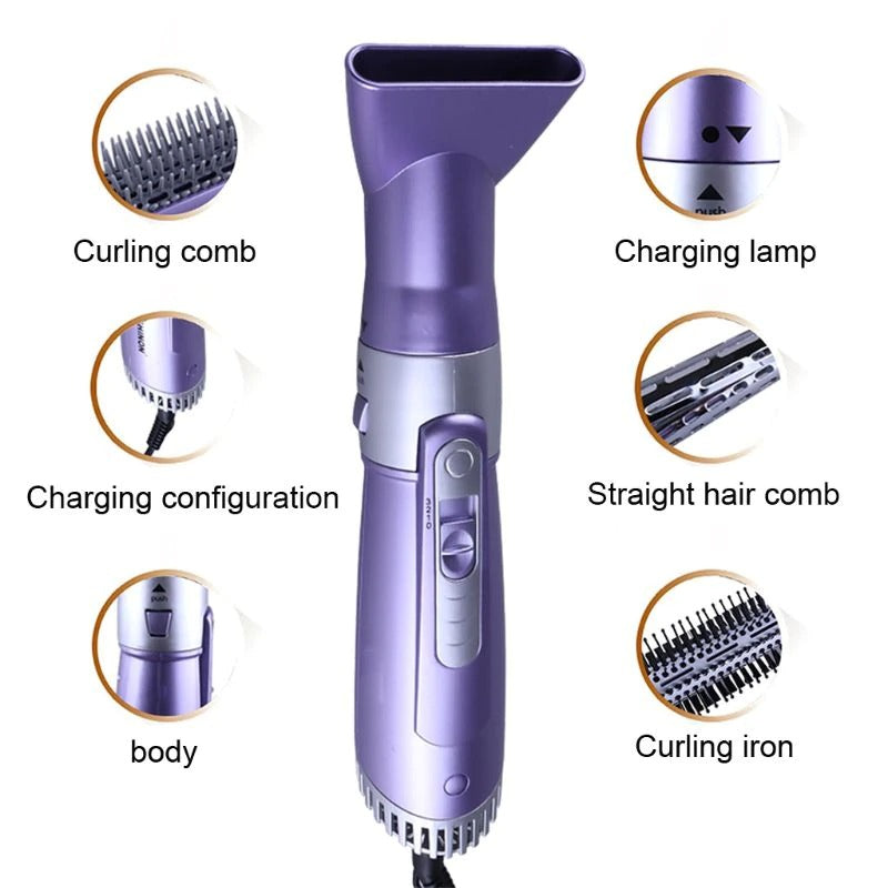 Professional 4 in 1 Multifunction Hair Dryer Curler Curling Straightener Comb