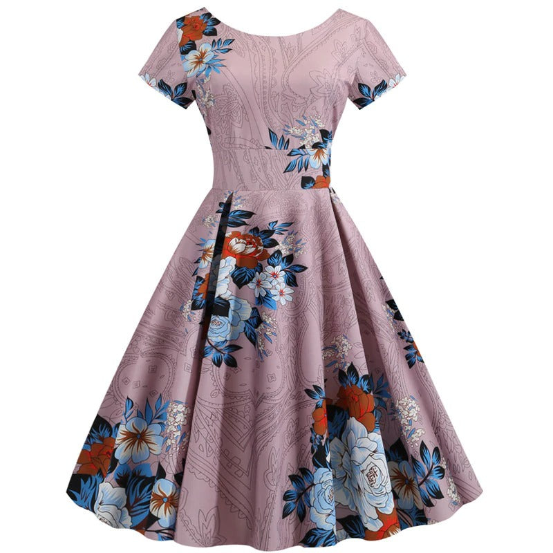 Summer Floral Print Elegant A-line Party Dress