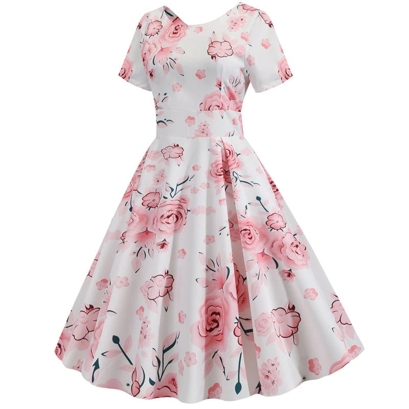 Summer Floral Print Elegant A-line Party Dress