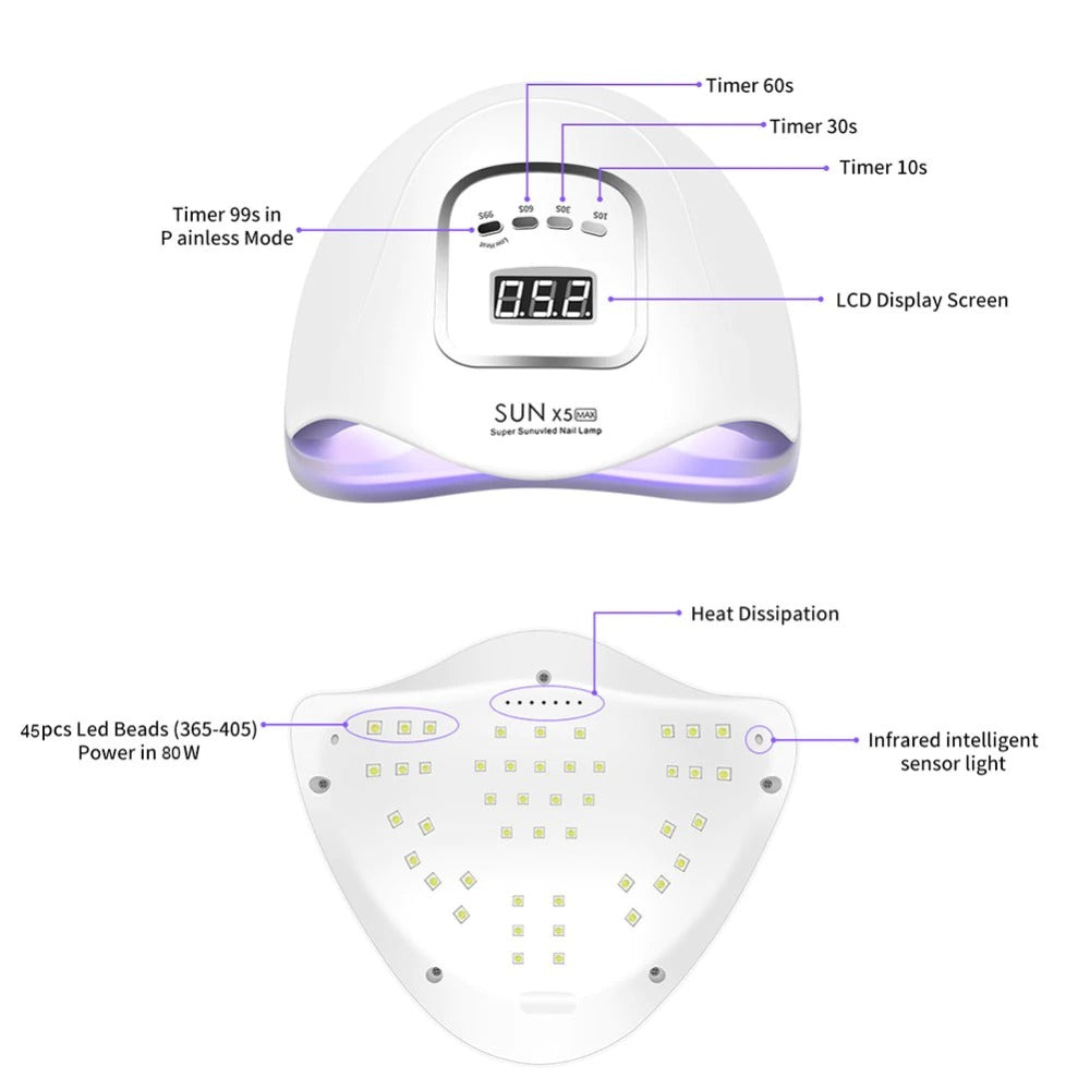 Max 90/72/36W LED Lamp Nail Dryer 45/36/18 LEDs UV Ice Lamp