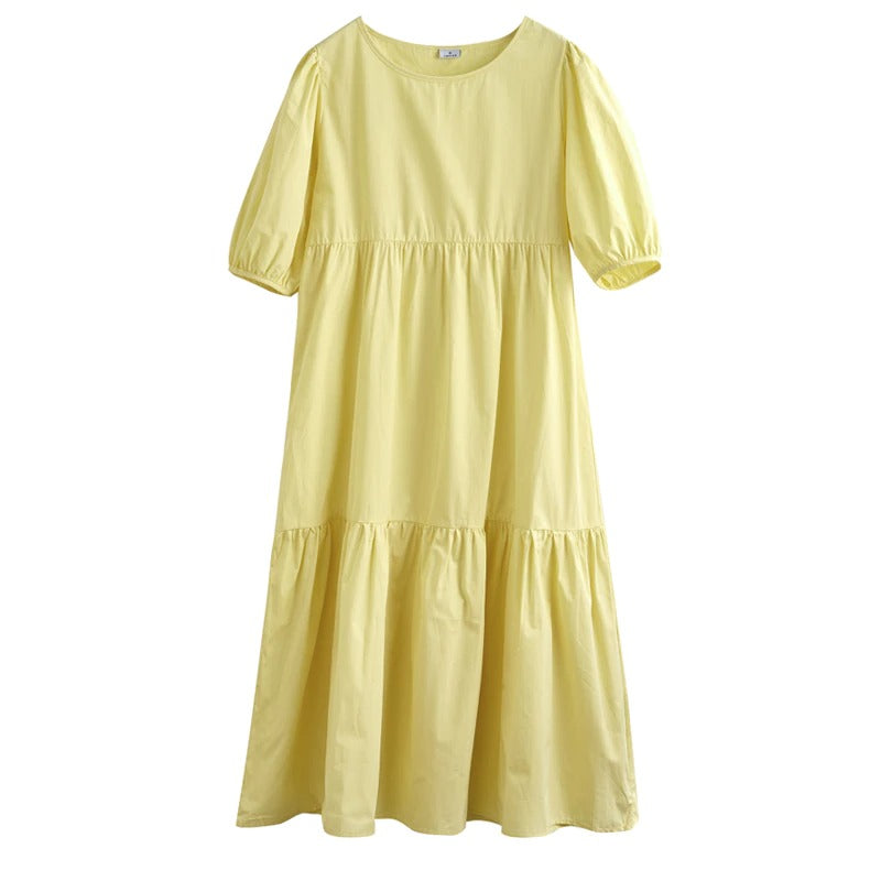 Toppies White Cotton Puff Sleeve Dress