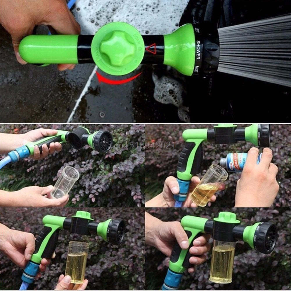 Washing Tool 8 in 1 Jet Spray Gun Soap Dispenser Garden Watering Hose Nozzle