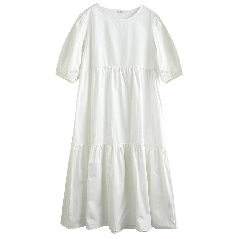 Toppies White Cotton Puff Sleeve Dress